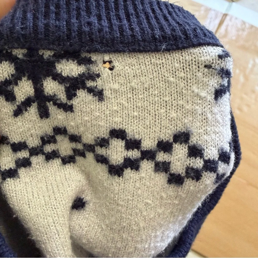 Boxlunch Winnie the Pooh Navy Blue Sweater with Snowflake Design - Picture 6 of 6